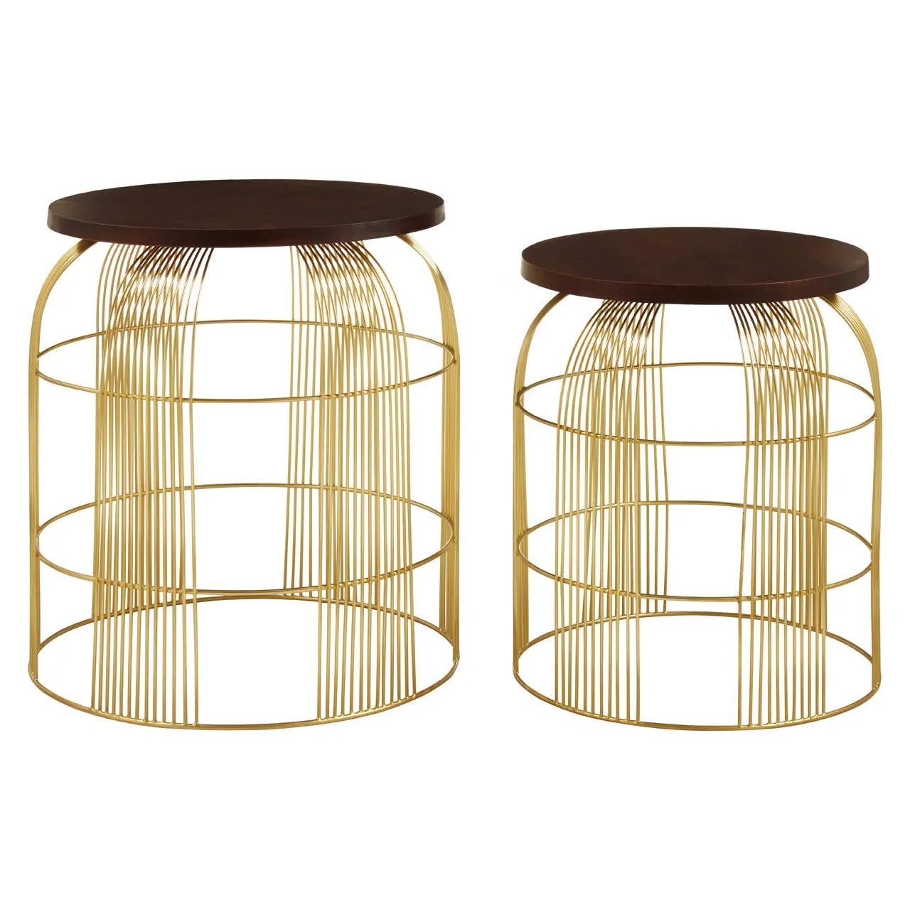 Agra Set Of 2 Brass Finish Side Tables