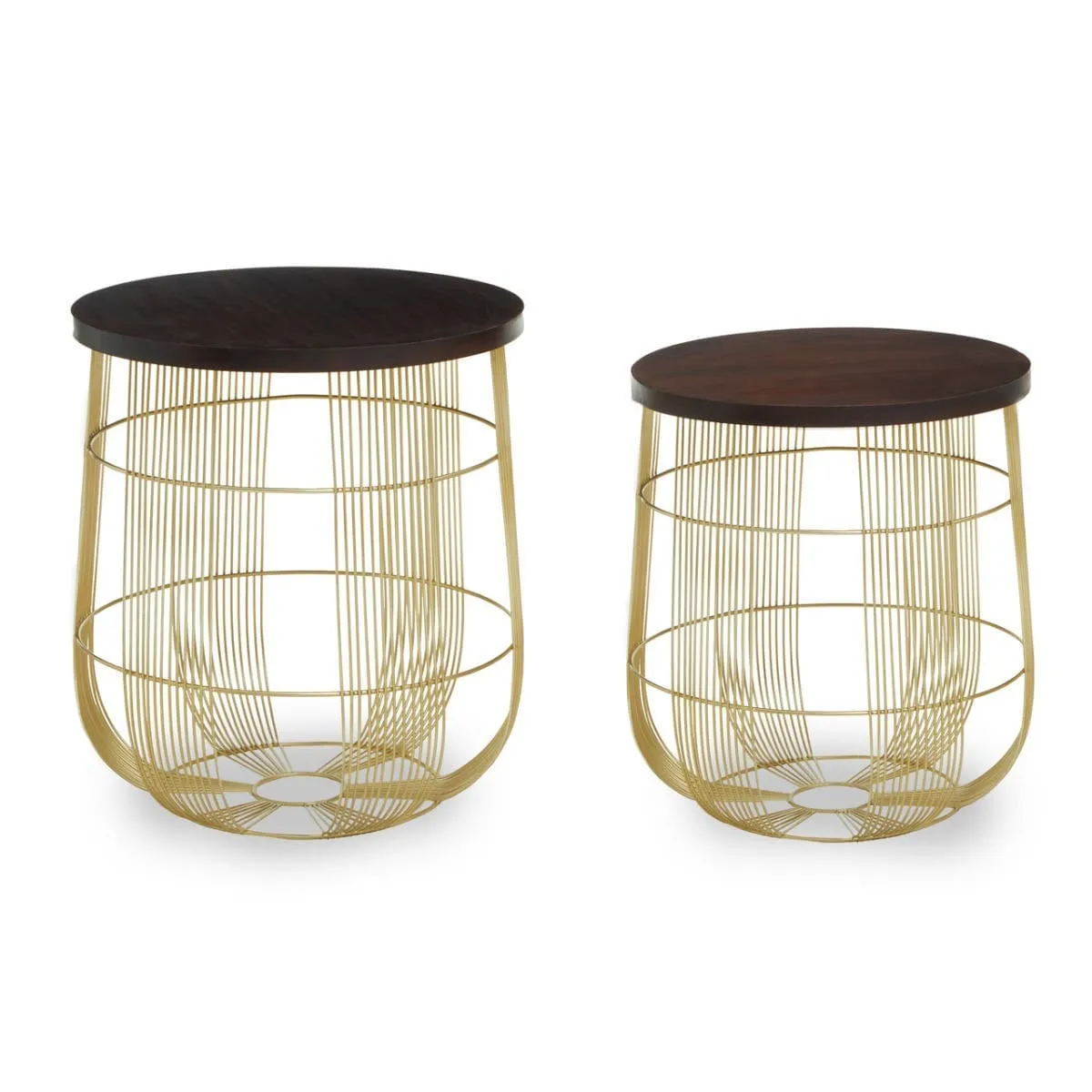 Agra Set Of 2 Brass Finish Side Tables