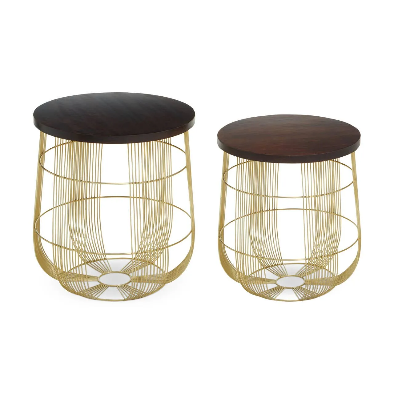 Agra Set Of 2 Brass Finish Side Tables