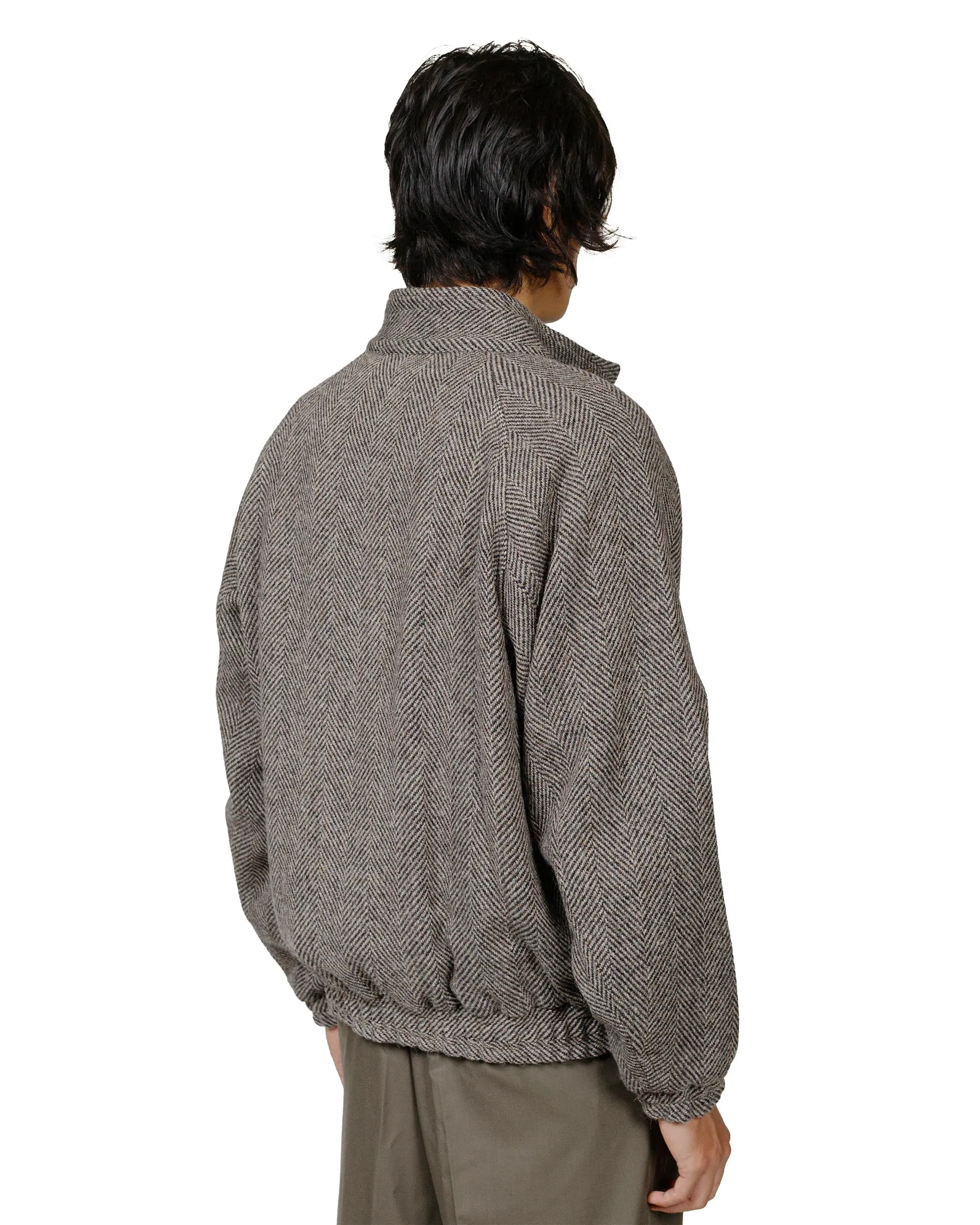 Auralee Lama Shetland Wool Tweed Zip Blouson Khaki Tweed