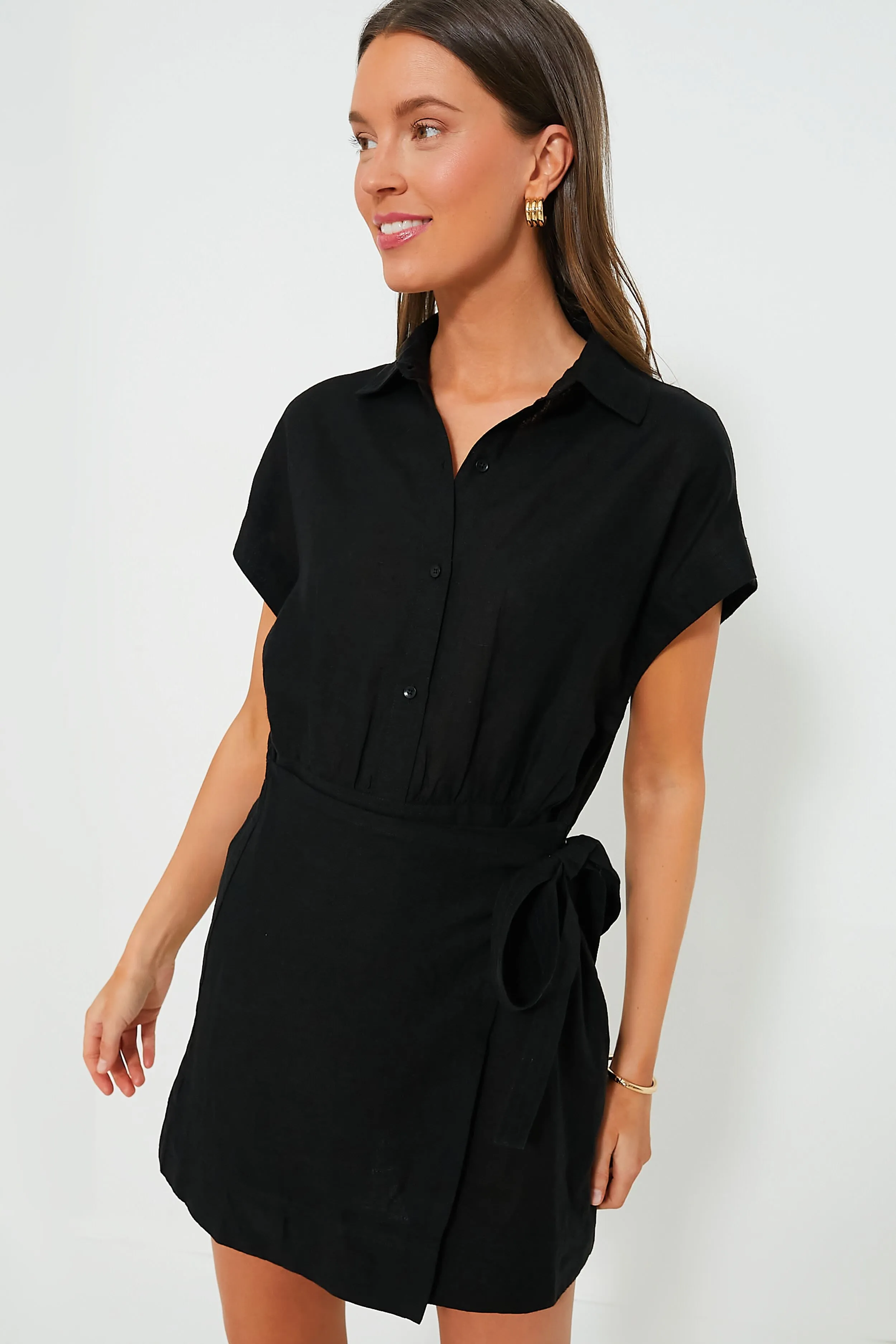 Black Catania Wrap Mini Dress