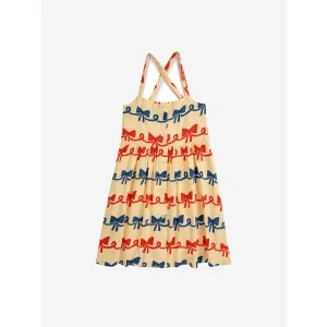 Bobo Choses Ribbon Bow All Over Woven Dress Light Yellow