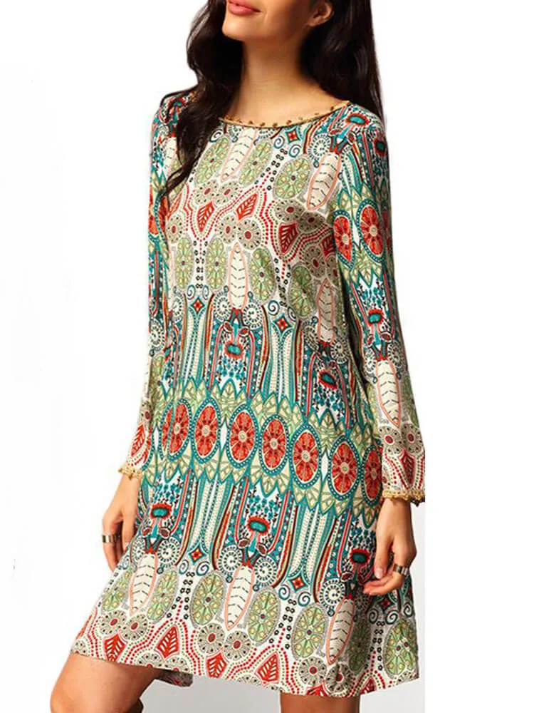 Boho Dress with Pom Details