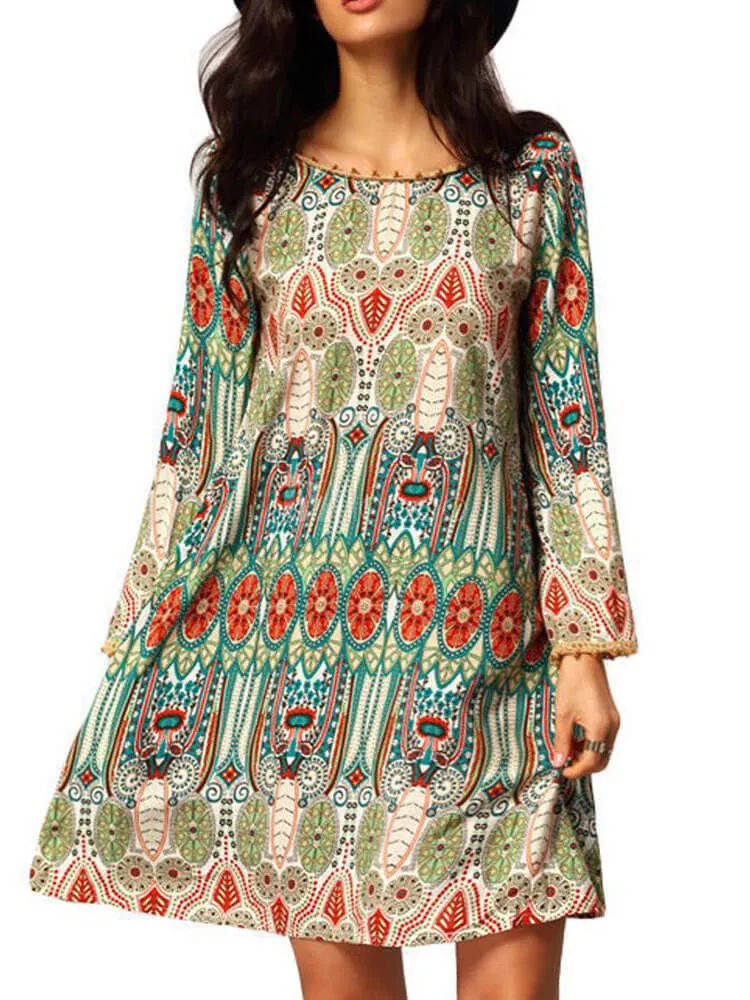 Boho Dress with Pom Details