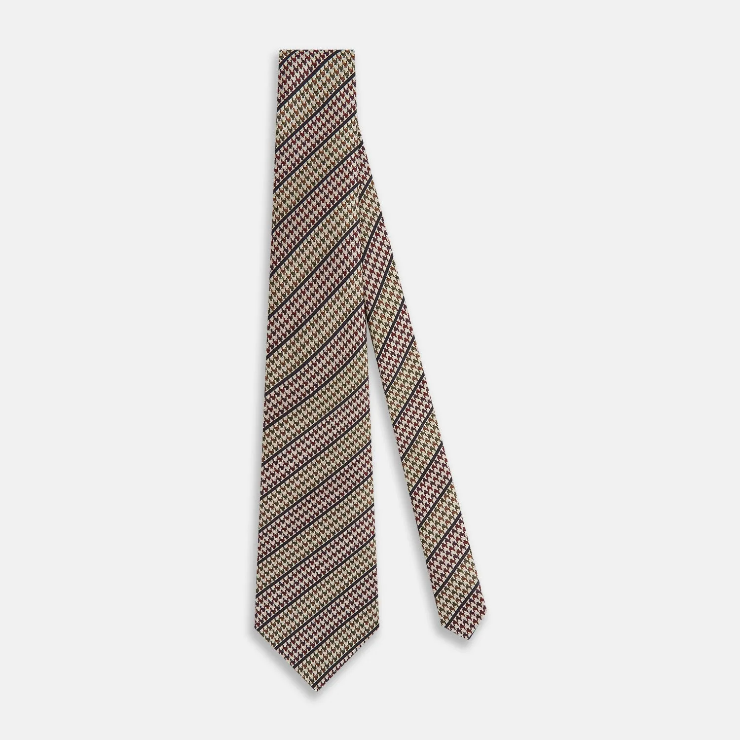 Brown Puppytooth Stripe Silk Tie