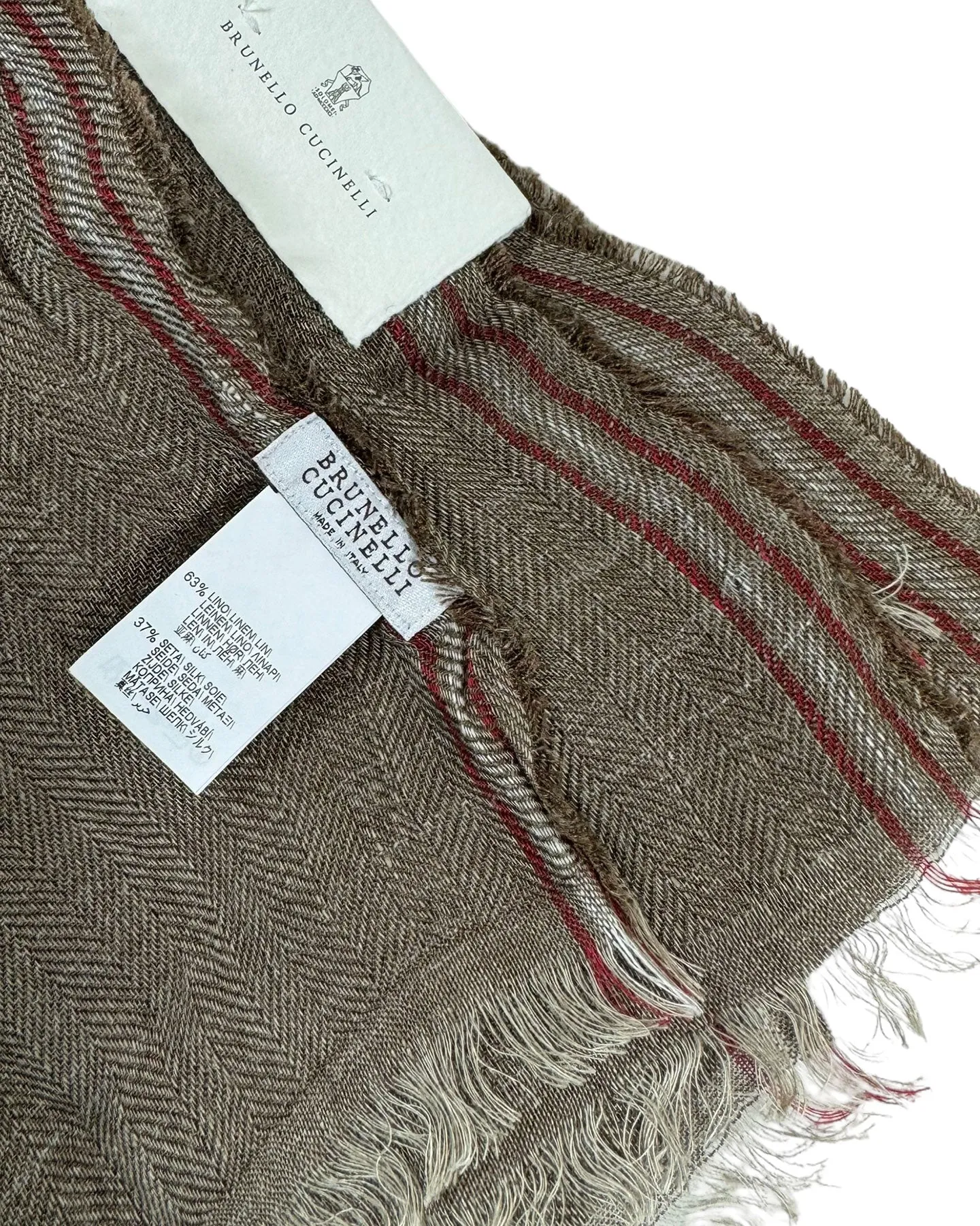 Brunello Cucinelli Scarf Taupe - Linen Silk Men Shawl SALE