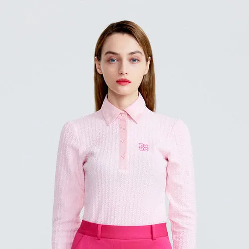 Cellty Pink Suede Collar Long Sleeve