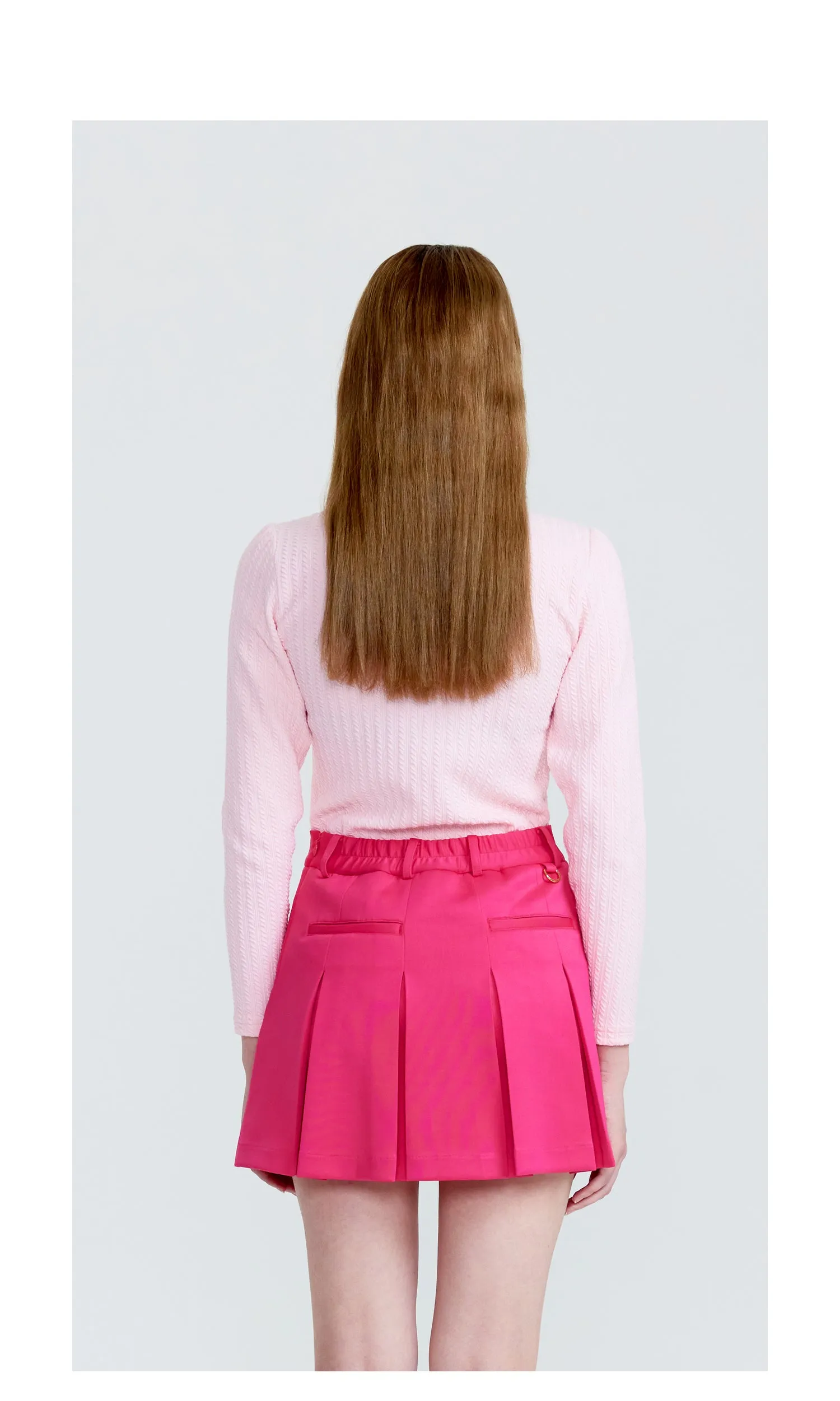 Cellty Pink Suede Collar Long Sleeve