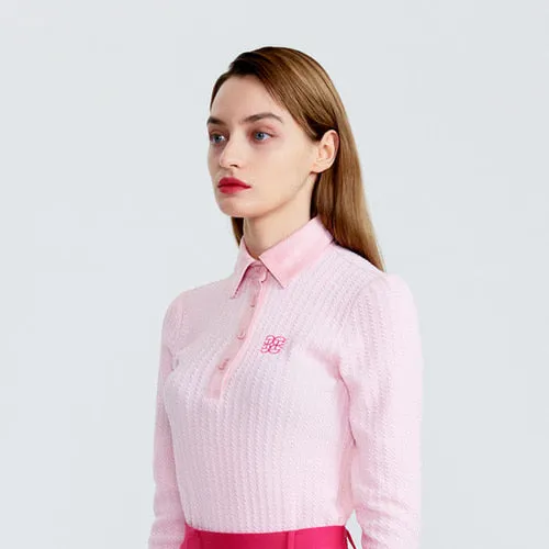 Cellty Pink Suede Collar Long Sleeve