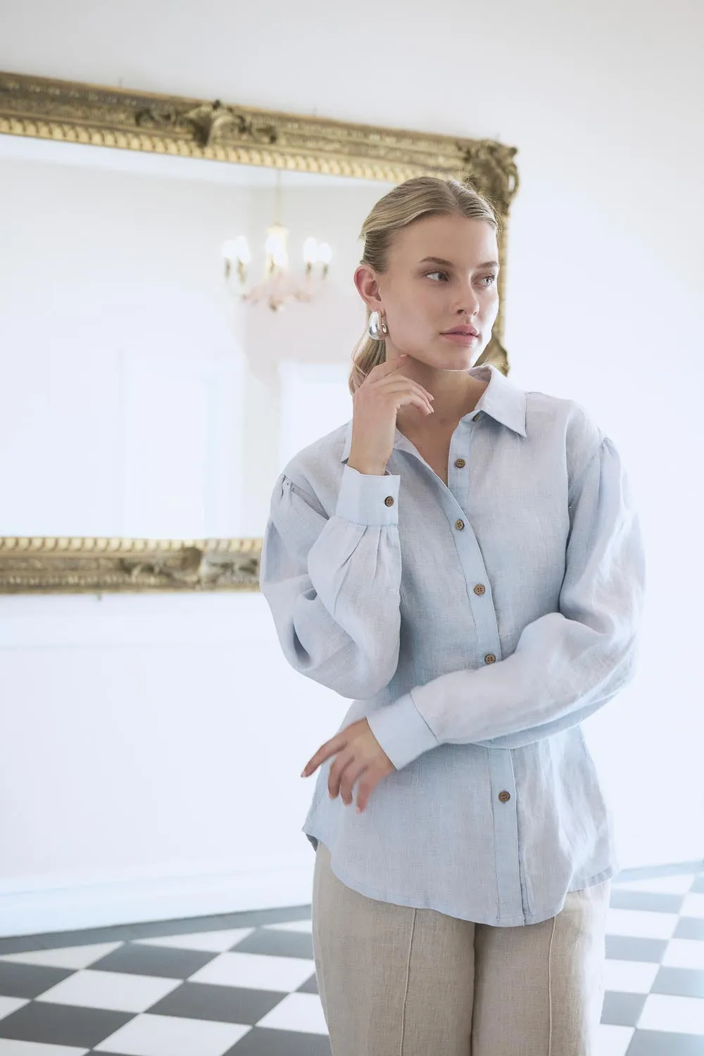 Copenhagen Linen Blouse - Soft Blue