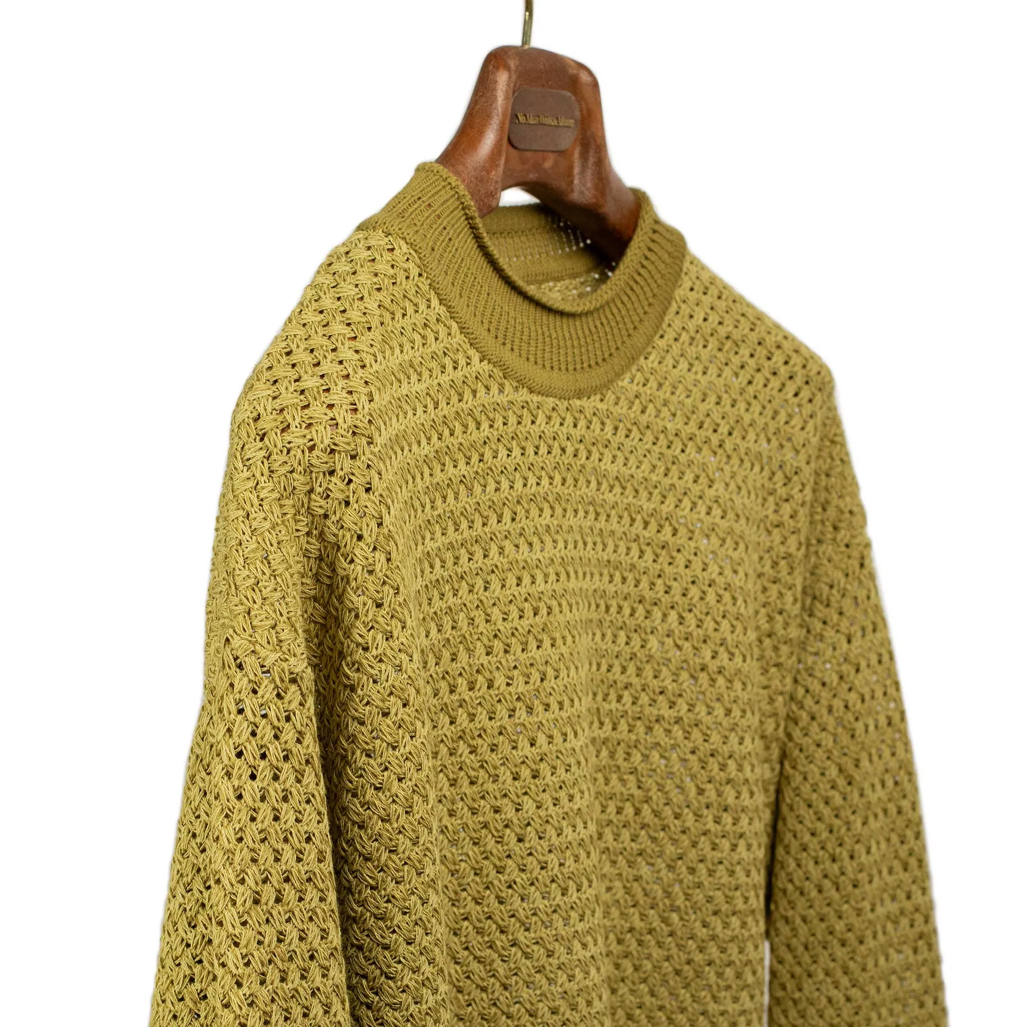 Crew neck sweater in Mustard cotton washi paper mix