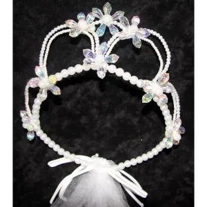 Crystal Flower Pearl Tiara Veil