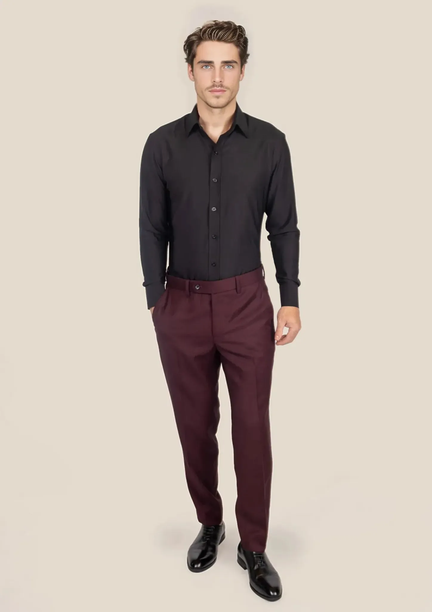 Deep Burgundy Birdseye Pants