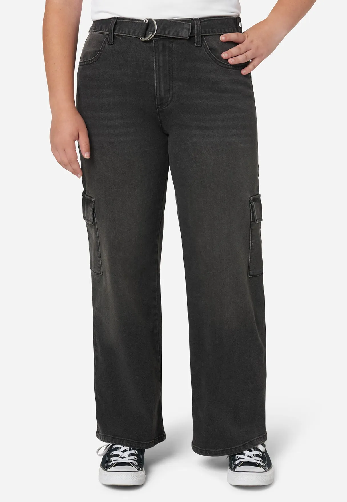 Denim Cargo Pant With Belt