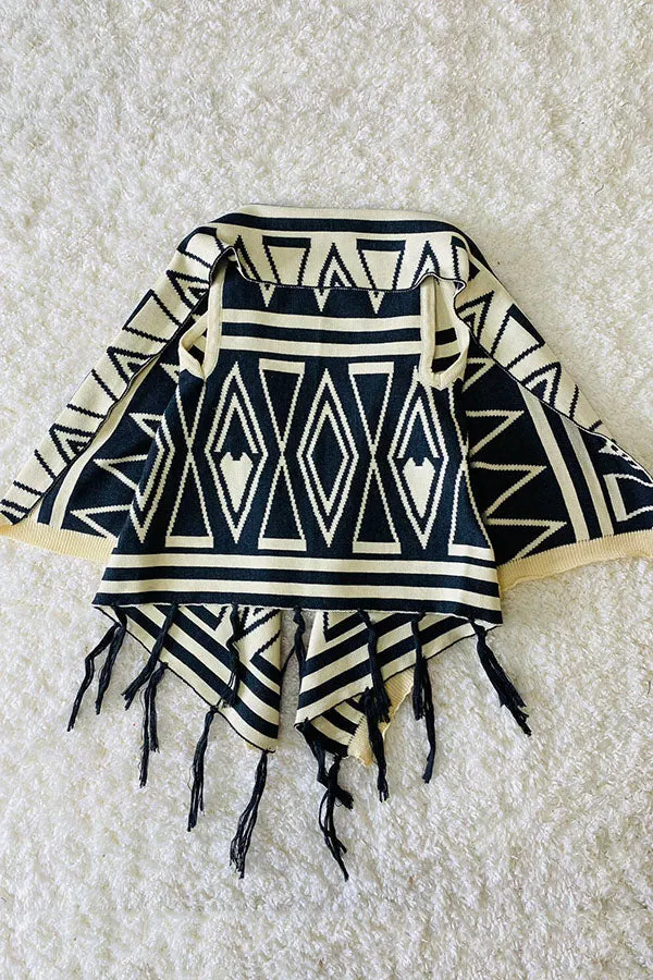 DLH2595 Aztec sweater kids vests with tassels