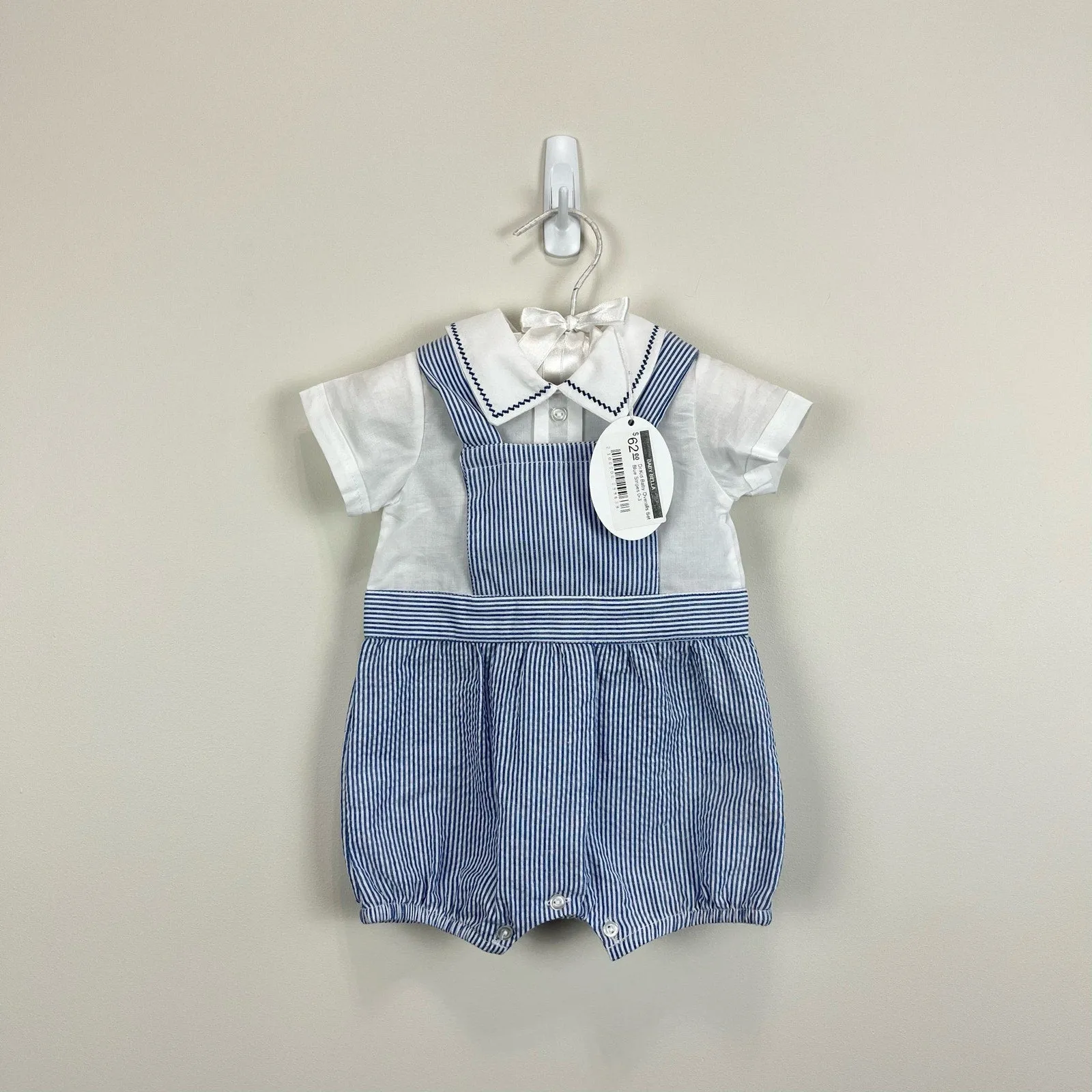 Dr. Kid Blue Striped Shortall Romper Set Newborn NWT