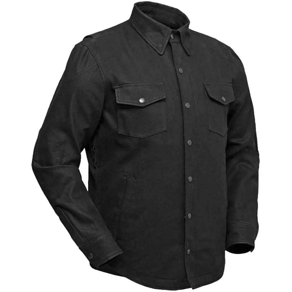 First Mfg Mens Equalizer Black Waxed Cotton Riding Shirt