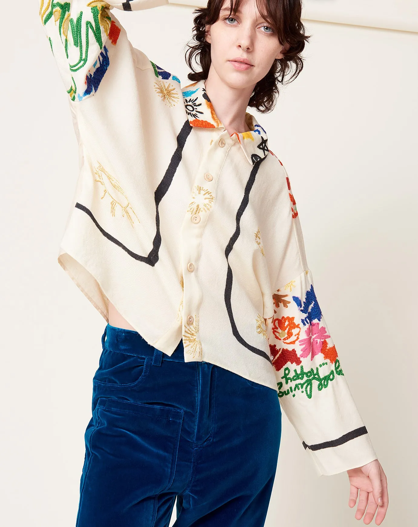 Hand Embroidered Wool Shirt