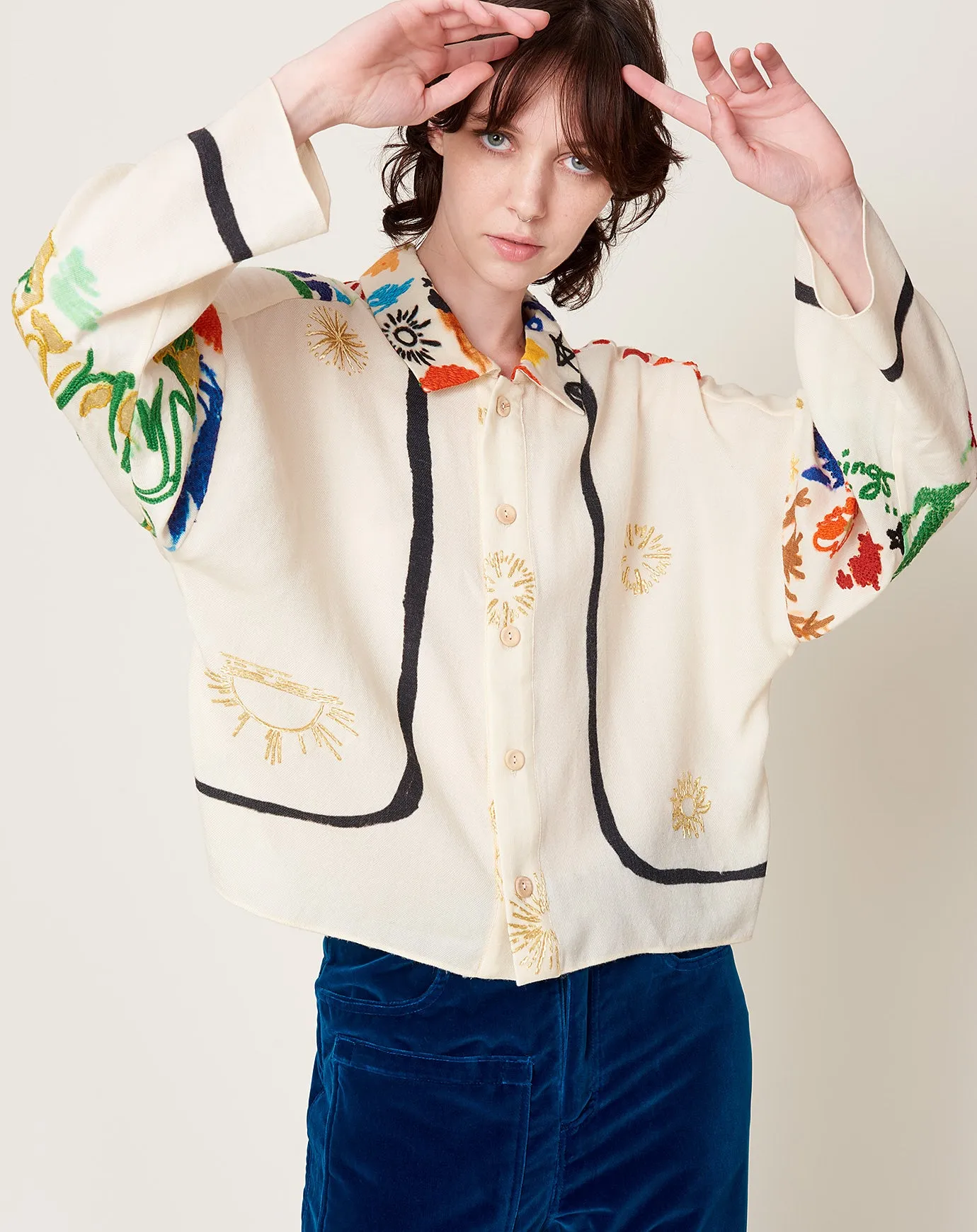 Hand Embroidered Wool Shirt