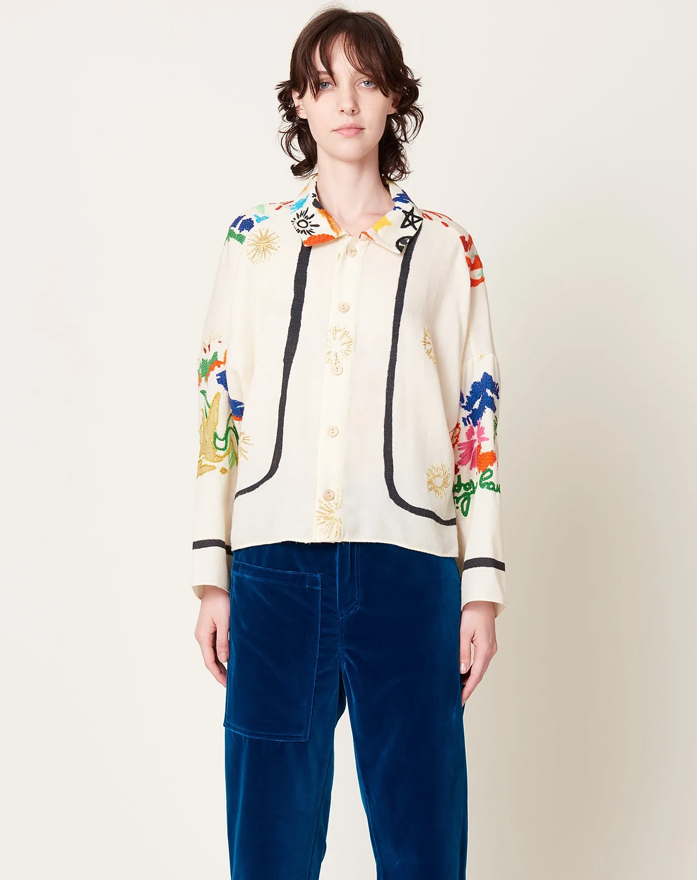 Hand Embroidered Wool Shirt