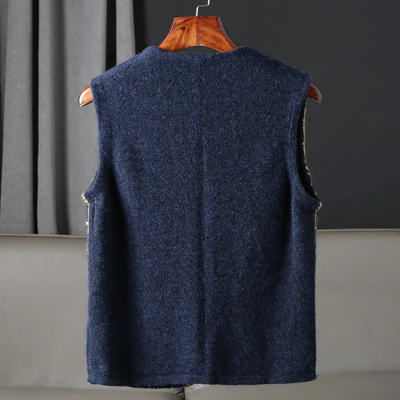 Heavy goods Italian order! Mohair   wool autumn and winter men's knitted cardigan sweater vest