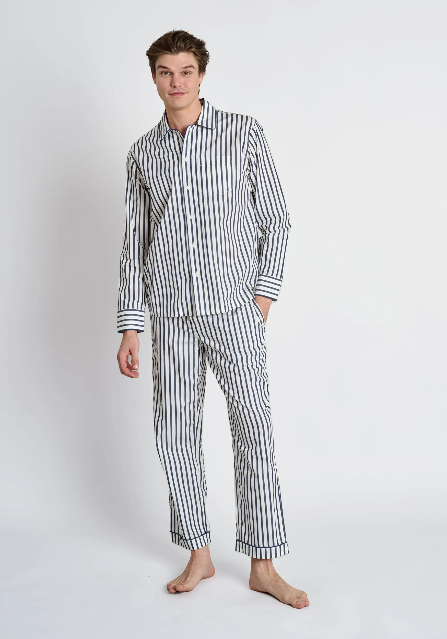 Henry Pajama Set in Navy Breton Stripe