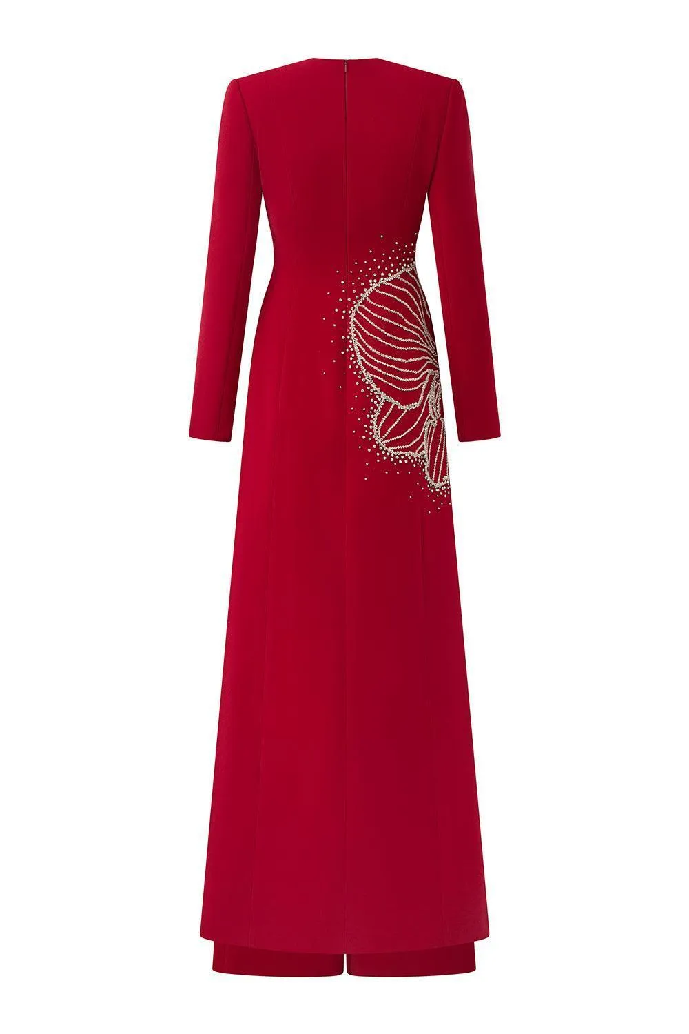 Heritg Sheath Long Sleeved Velvet Satin Floor Length Ao Dai