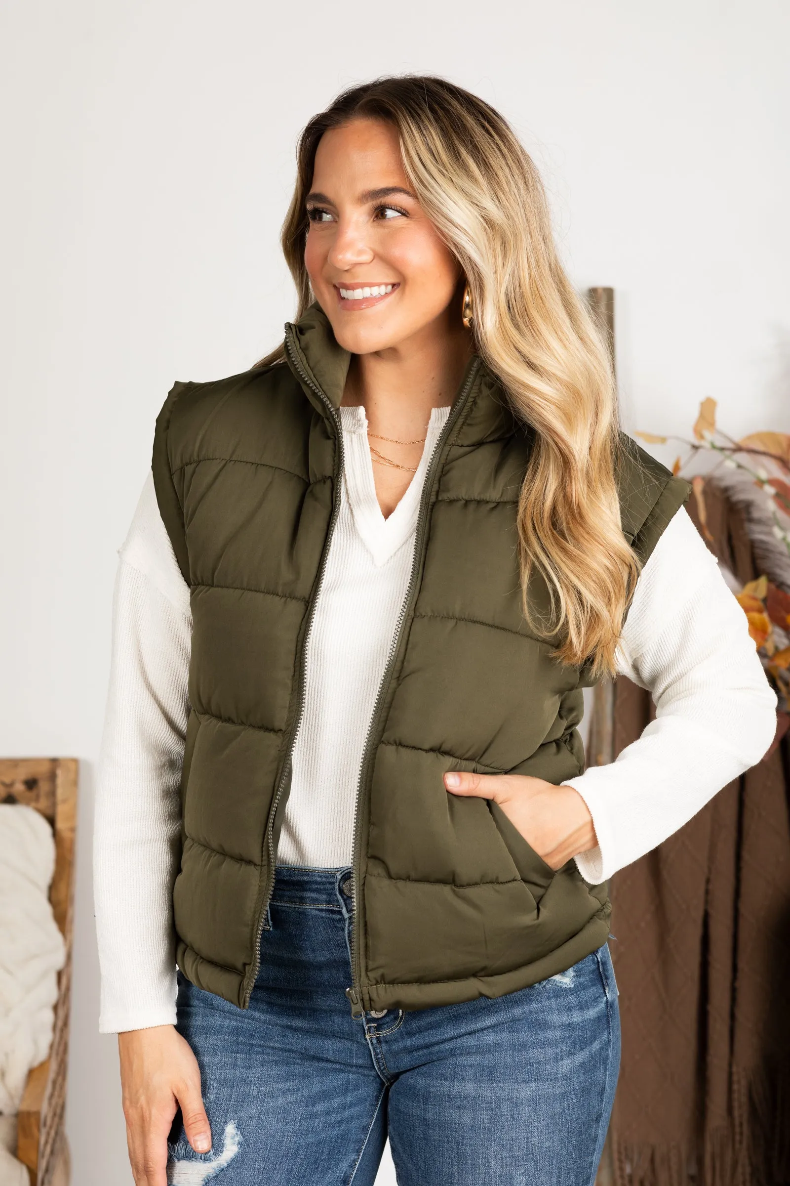 High Neck Casual Comfy Puffer Vest