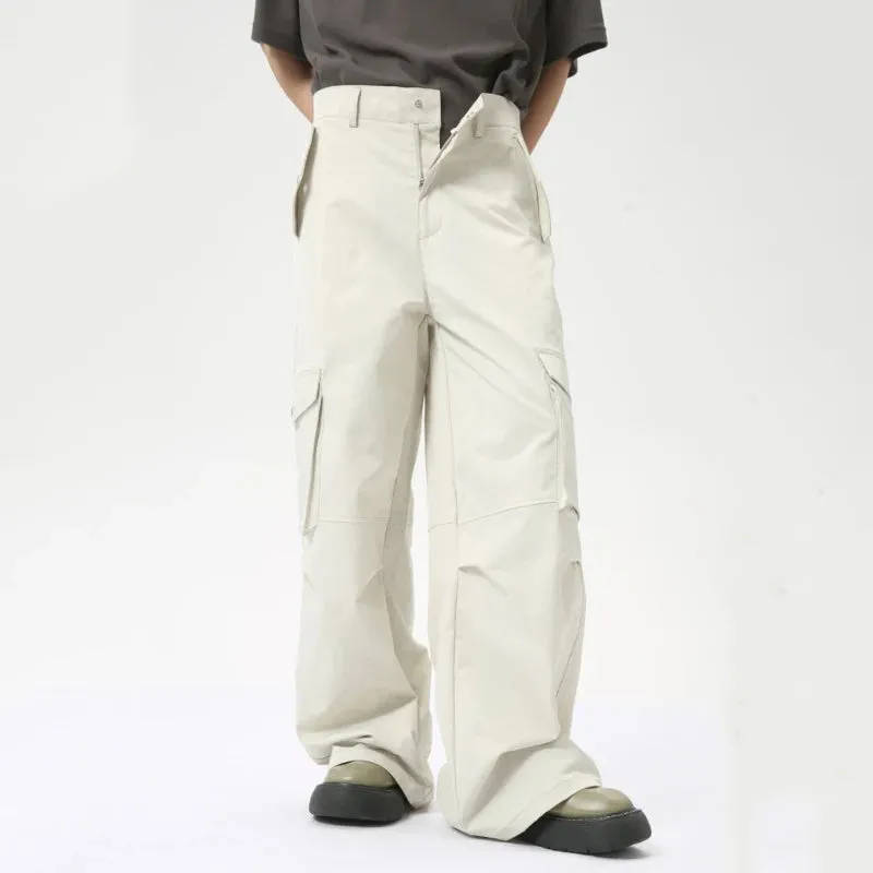 High Street Men's Cargo Pants Summer Loose Big Peckers Straight Trousers Wide Leg Male Casual Overalls 9C6311