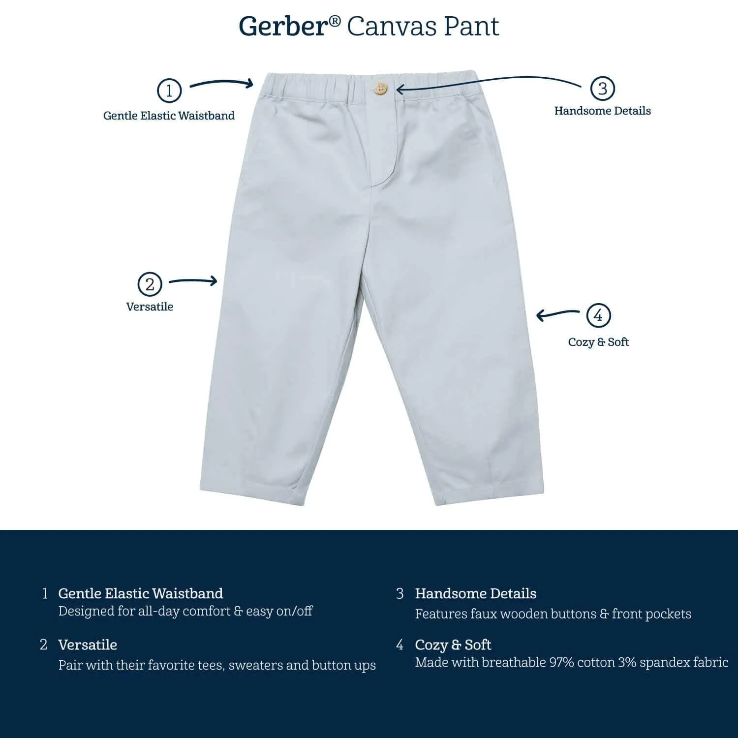 Infant & Toddler Boys Gray Canvas Pants