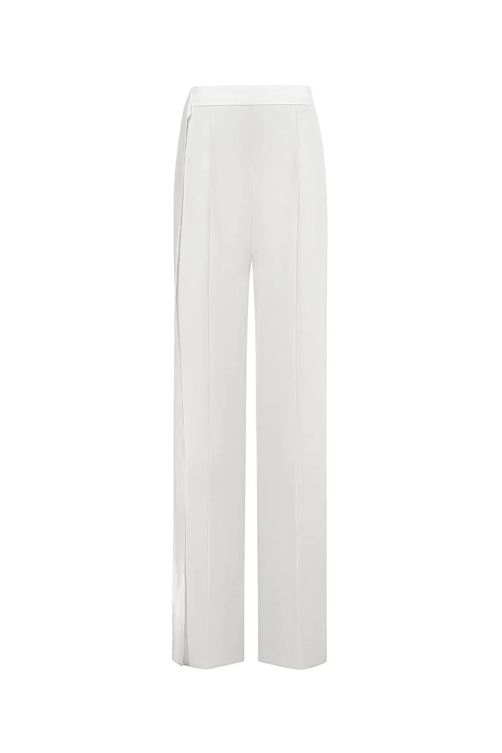 Iris Straight Ribbed Satin Crepe Floor Length Pants