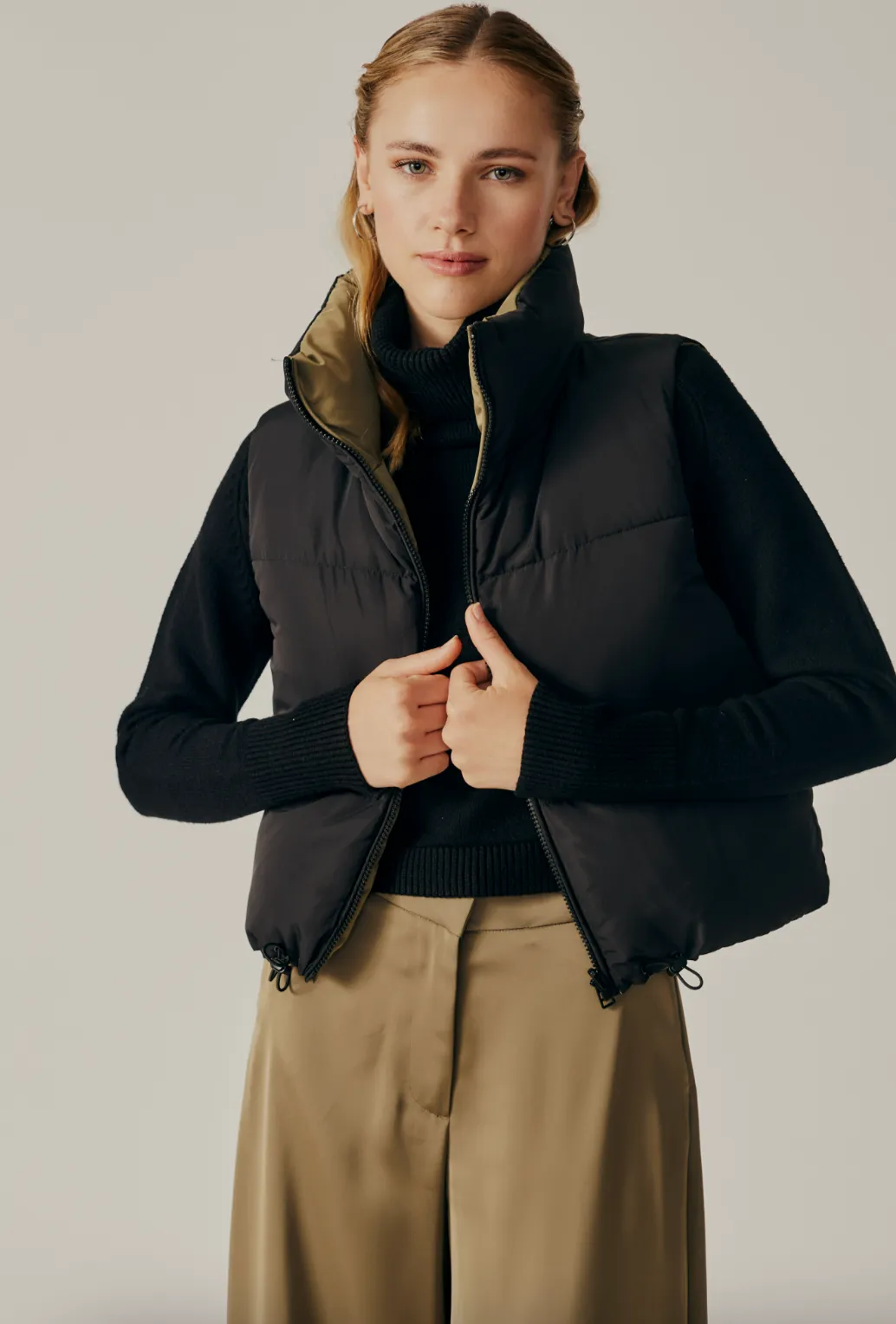 Kansas Reversible Puffer Vest - Black / Army