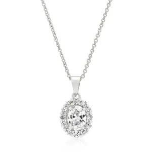 Kira Oval Halo CZ Pendant Necklace | 1.8ct