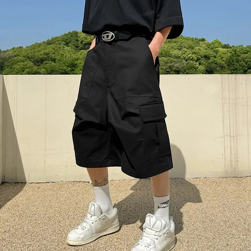 Korean Style Stereoscopic Eight-point Cargo Shorts Big Pocket Male Solid Color Men Casual Overalls Summer 9C5965