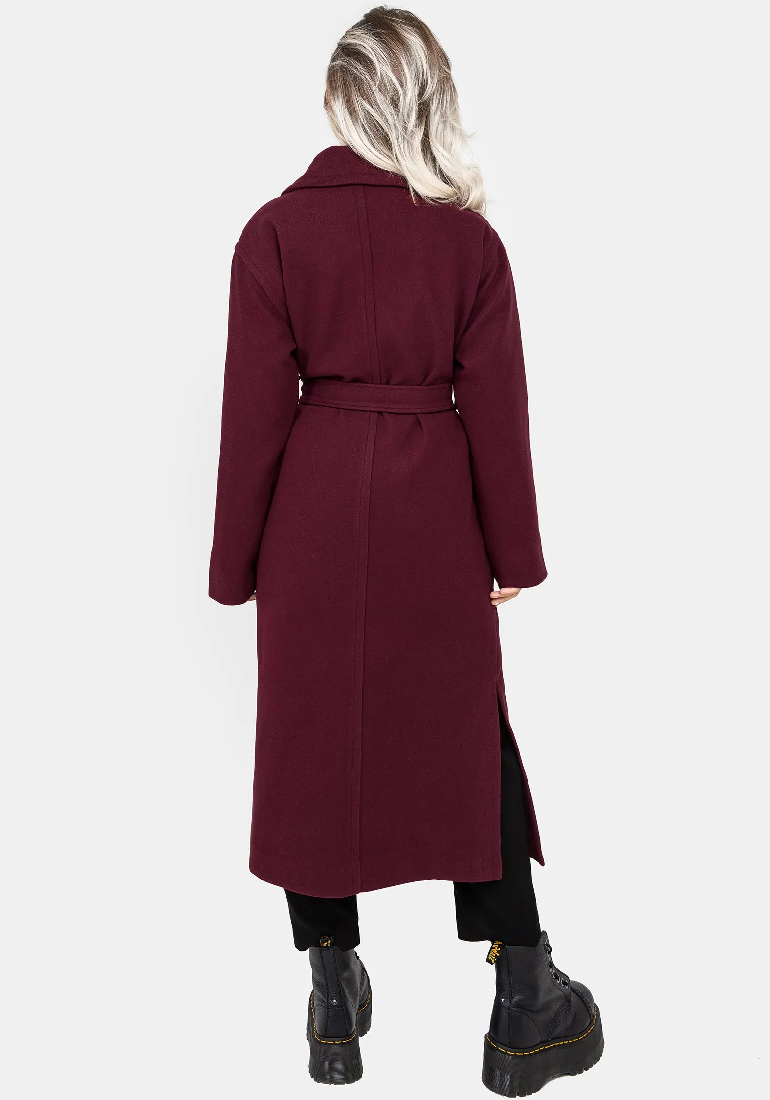 Meltdown Oversized Coat with Brooch - Red