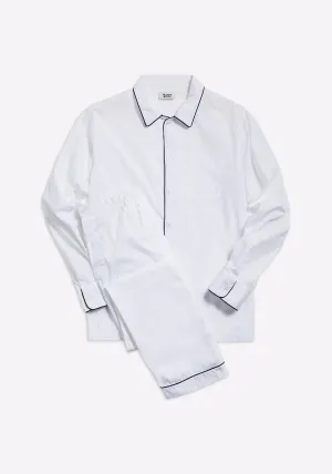 Men's Henry Pajama Set in White Poplin