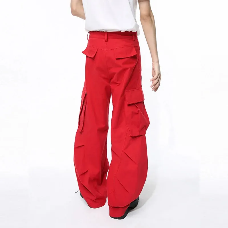 Men's Wear New Stylish Overalls High Street Oversize Wide Leg Workwear Pants Solid Color Fashion Pocket Trouser 9C5103