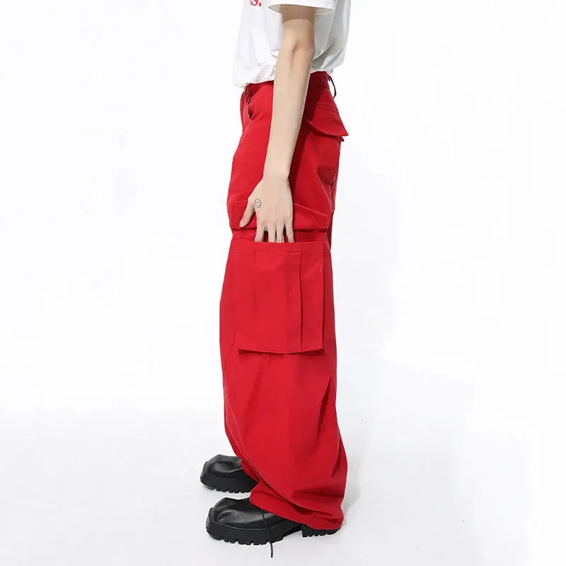 Men's Wear New Stylish Overalls High Street Oversize Wide Leg Workwear Pants Solid Color Fashion Pocket Trouser 9C5103