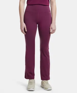 Microfiber Elastane Stretch Regular Fit Flared Pants with StayFresh Treatment - Grape Wine