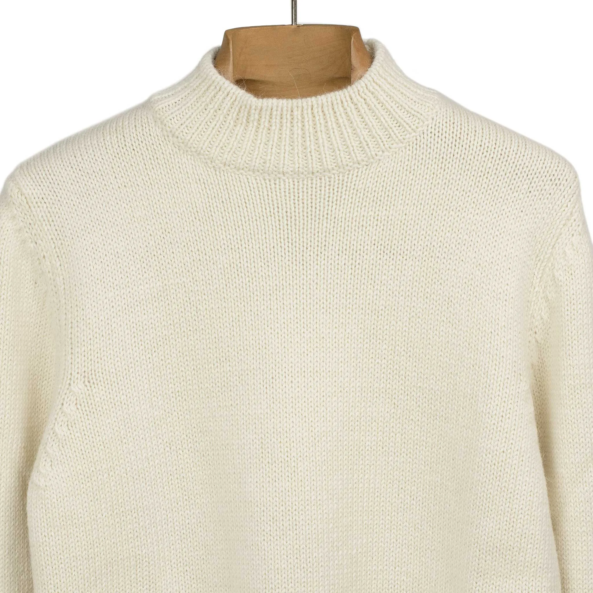 Mock neck sweater in ecru merino alpaca mix