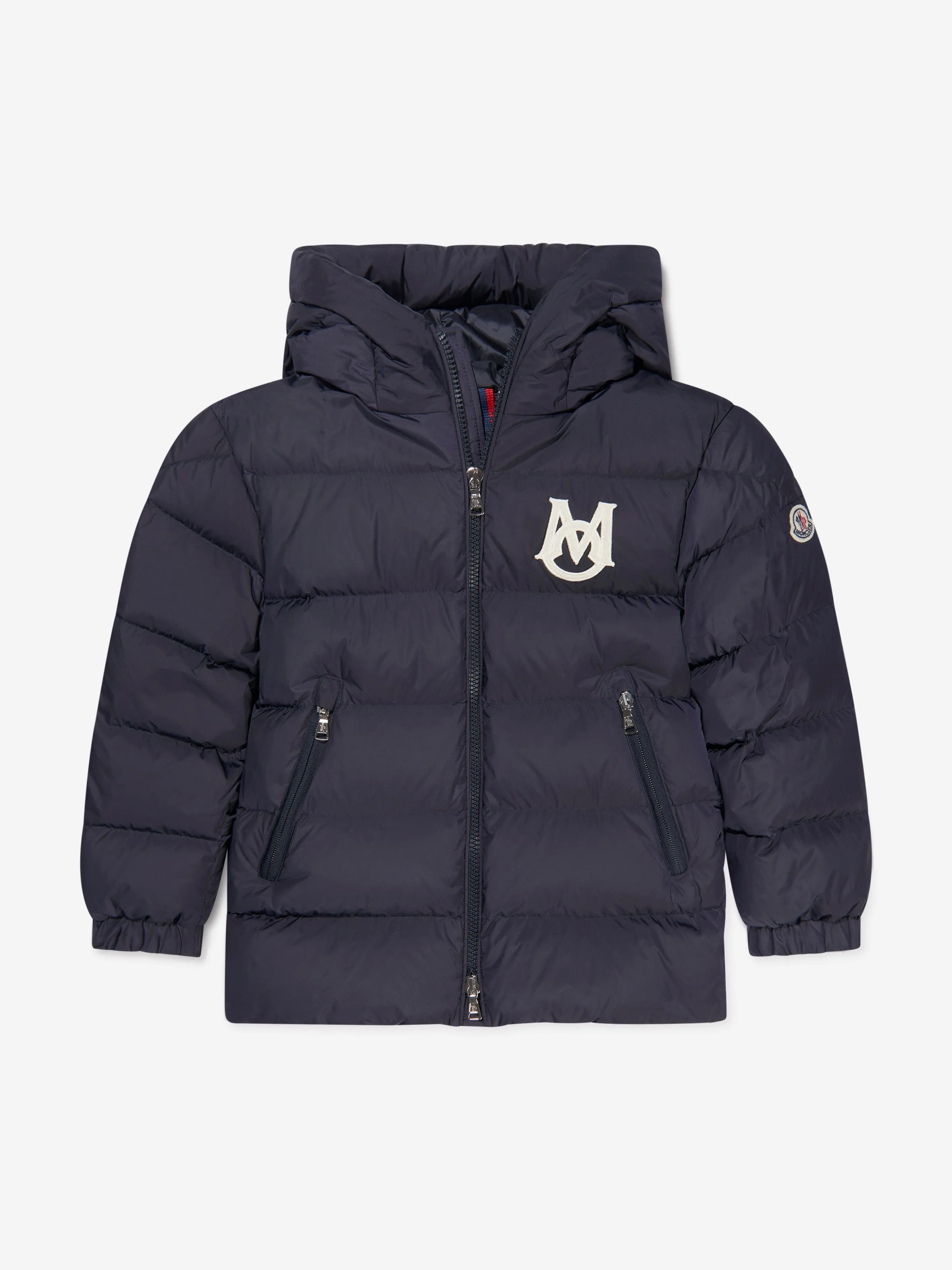 Moncler Enfant Boys Down Padded Mark Short Parka in Navy