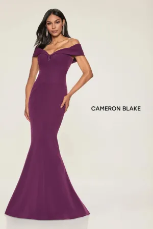 Off the Shoulder Mermaid Crepe Gown | Mink, Aubergine