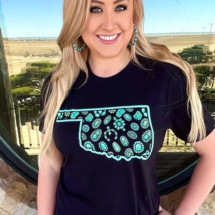 Oklahoma In Turquoise Tee