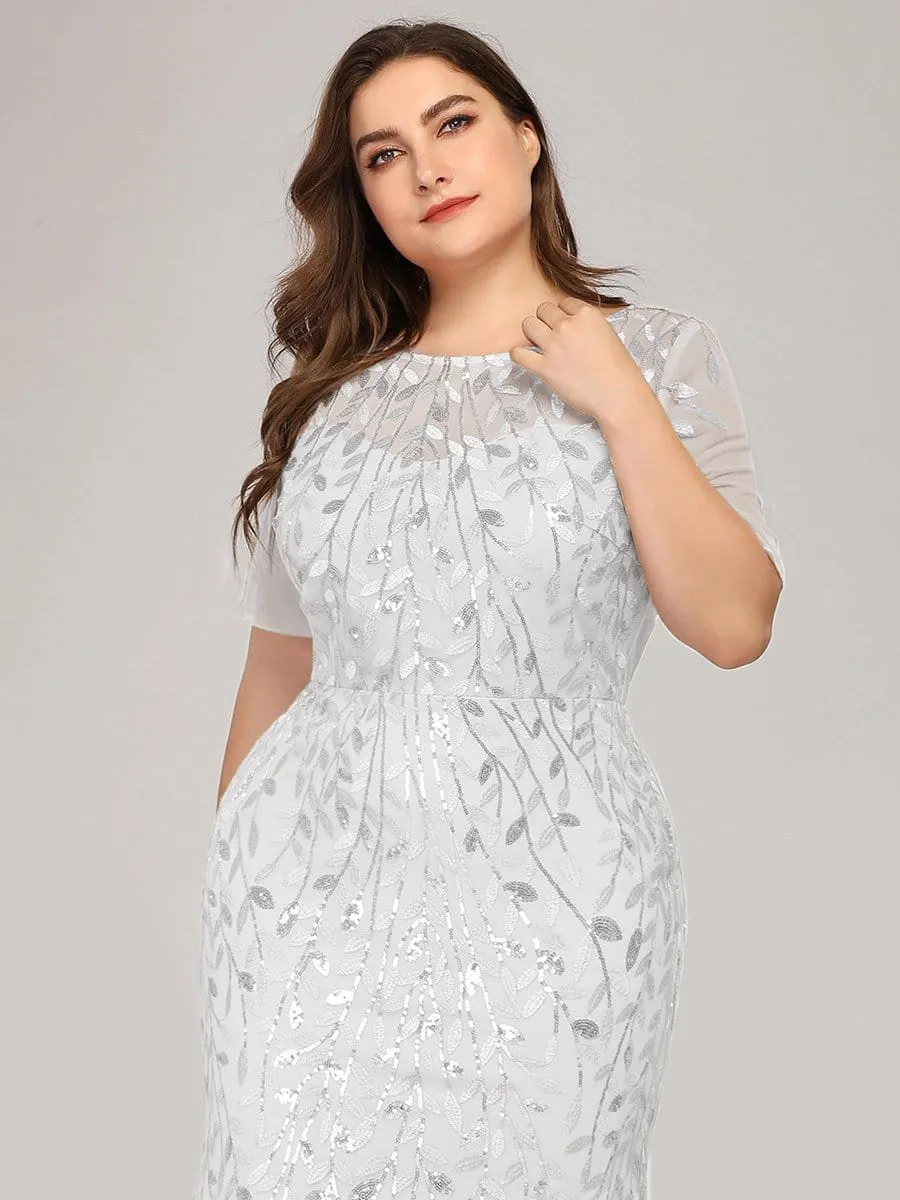 Plus Size Floral Sequin Print Casual Wedding Dress