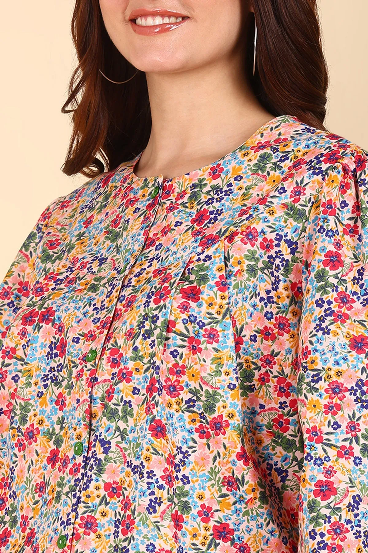 Red Floral Printed 100% Soft Cotton Zipless Maternity Top