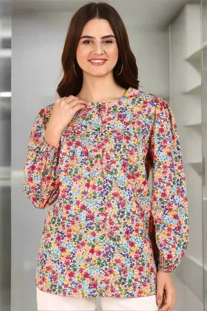 Red Floral Printed 100% Soft Cotton Zipless Maternity Top