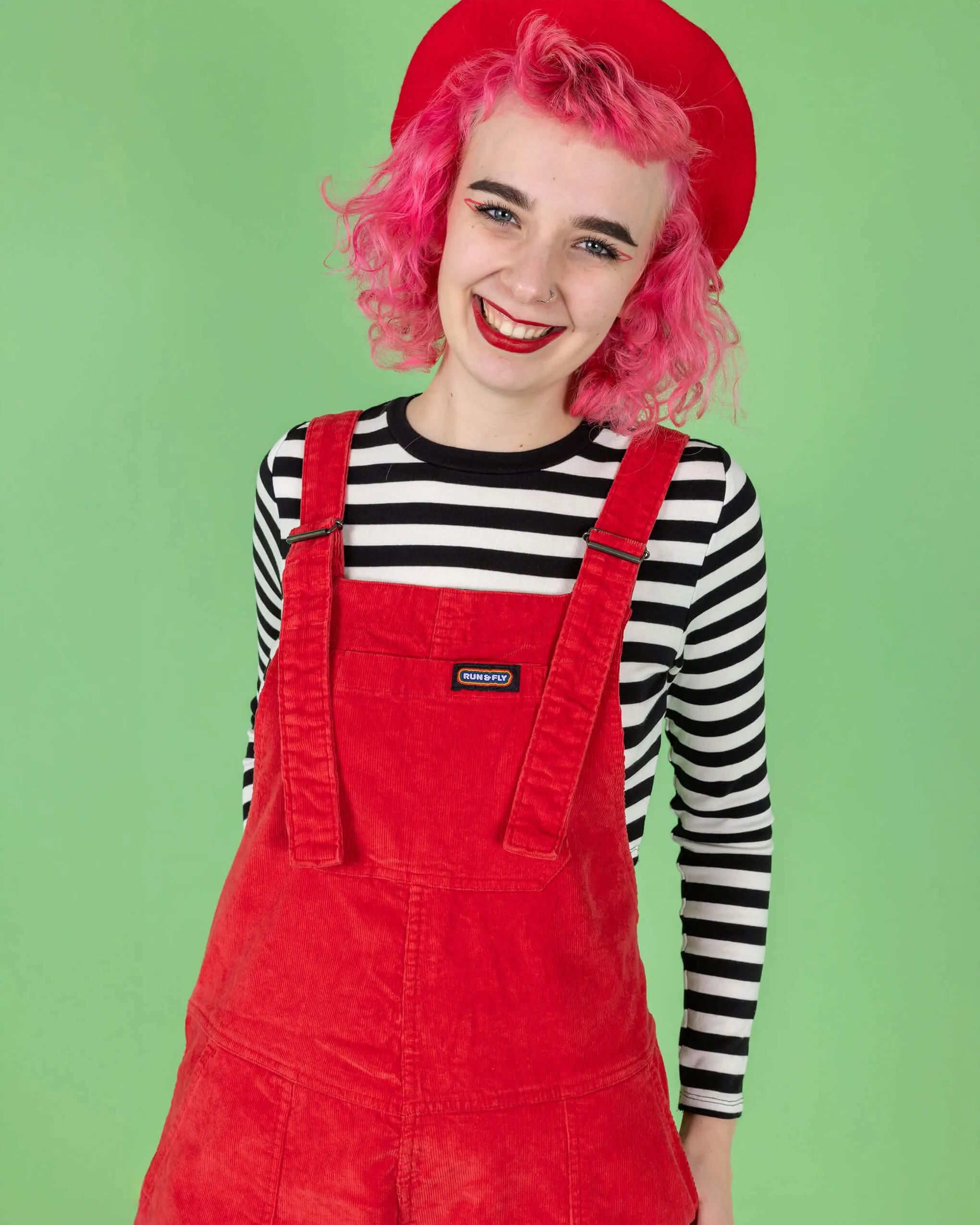 Red Stretch Corduroy Dungarees