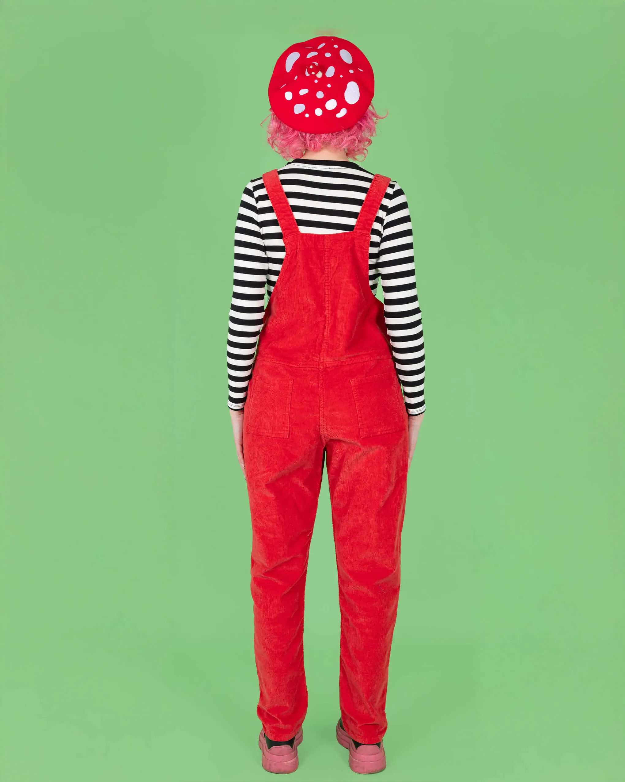 Red Stretch Corduroy Dungarees