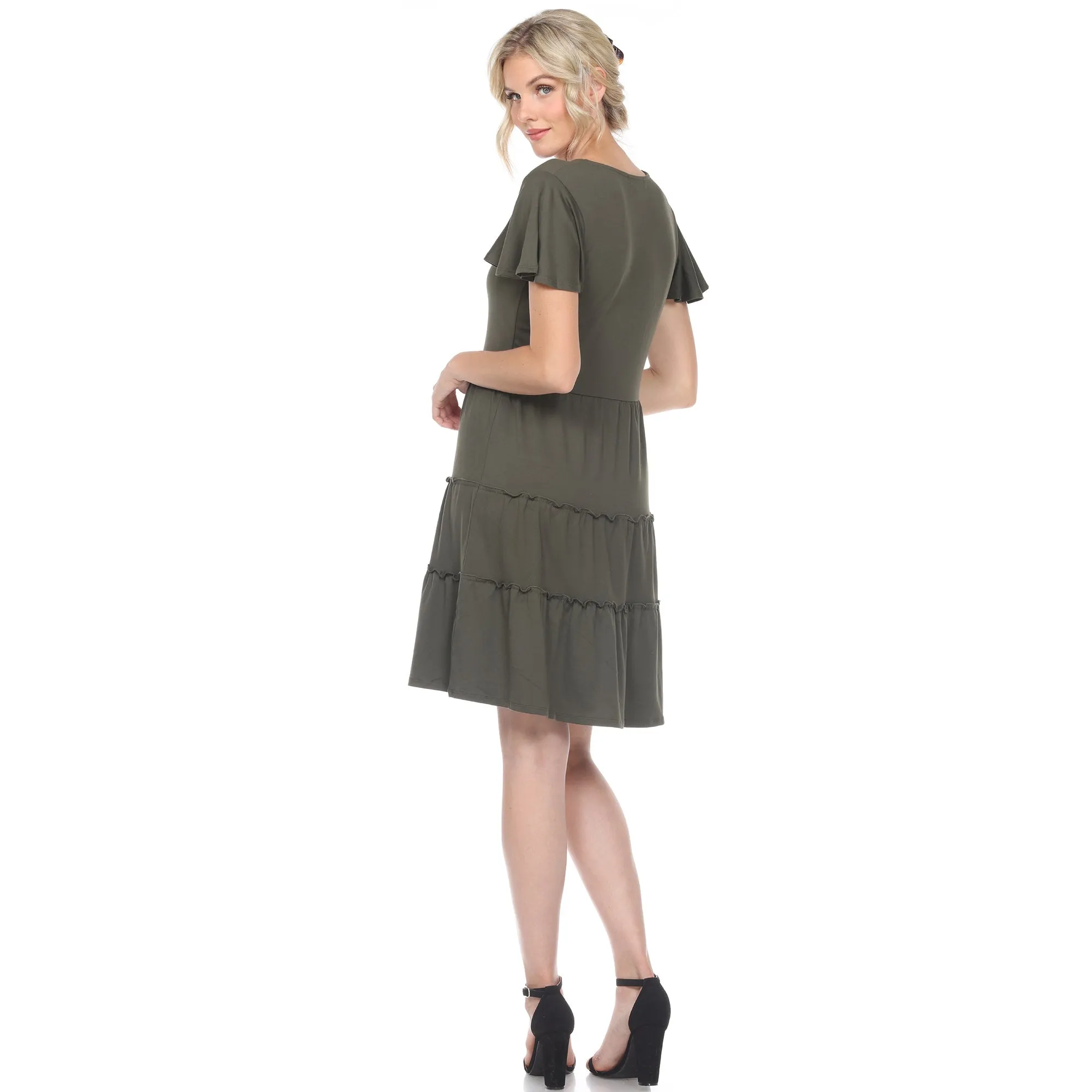 Short Sleeve V-neck Tiered Dress