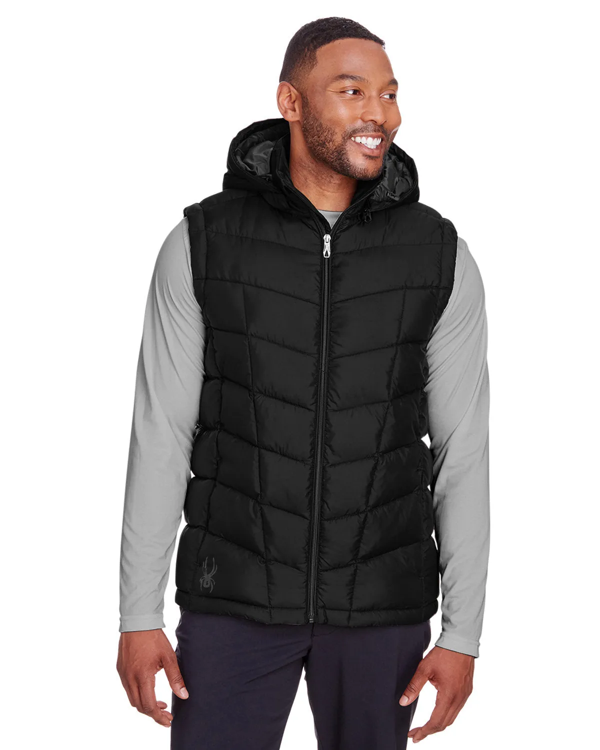 Spyder Pelmo Puffer Custom Vests, Black